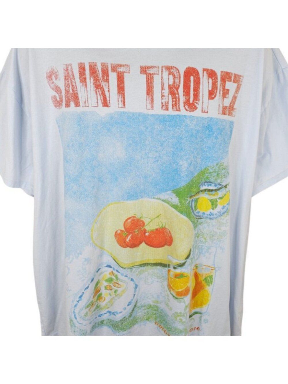 Saint Tropez T Shirt Mens Size 2XL Blue France Still Life Travel Destination Tee